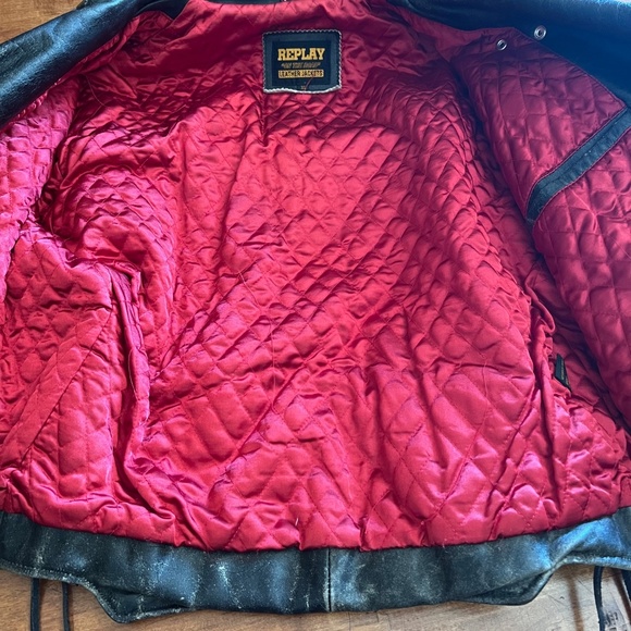 VINTAGE DISTRESSED LEATHER MOTORCYCLE RACING JACKET - Picture 8 of 9